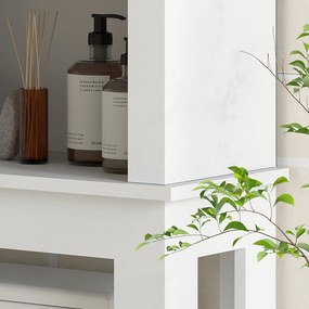 HOMCOM Mobilier WC deasupra toaletei cu ușă glisantă, cu 6 compartimente de depozitare, alb | Aosom Romania