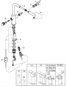 GROHE 30601000 - Baterie pentru chiuvetă BLUE PURE A cu furtun extractabil, crom lucios