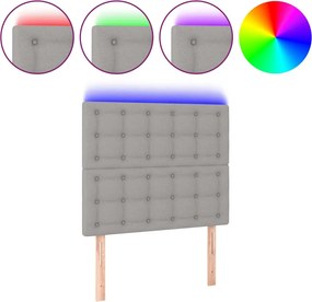 vidaXL Tăblie de pat cu LED, gri deschis, 80x5x118/128 cm, textil