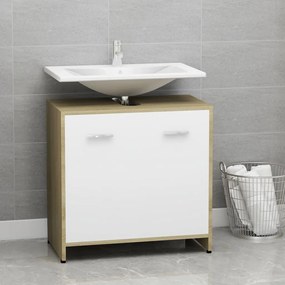 802575 vidaXL Dulap de baie, alb și stejar Sonoma, 60 x 33 x 61 cm, PAL