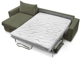 Colțar verde extensibil cu tapițerie din catifea reiată (cu colț variabil) Augustin – Bobochic Paris