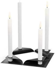 Lumânare pătrată, sfeșnic de designer - negru, set de 4 - Höfats