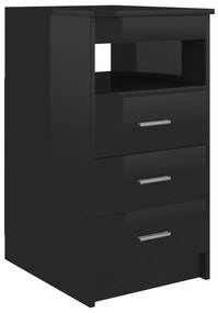 Dulap cu sertare, negru extralucios, 40x50x76 cm, lemn compozit 1, negru foarte lucios, 1