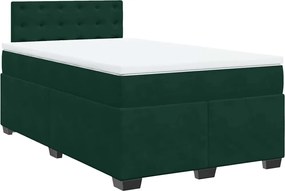 vidaXL Pat box spring cu saltea, verde închis, 120x200 cm, catifea