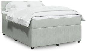 vidaXL Pat box spring cu saltea, gri deschis, 140x190 cm, catifea
