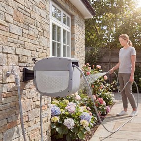 Outsunny Derulator pentru furtun retractabil 20+1,9 m cu duză 2 moduri blocare automată și retragere controlată suport gri | Aosom Romania