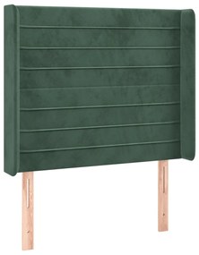 3119765 vidaXL Tăblie pat cu aripioare verde închis 103x16x118/128 cm catifea