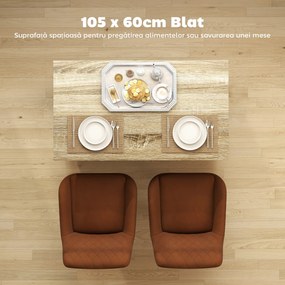 HOMCOM Insulă de Bucătărie cu Bar, Cărucior de Bucătărie cu 2 Compartimente Deschise și 2 Dulapuri, 105x60x82 cm, Negru | Aosom Romania