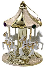 Decorațiune din acril model carusel alb-auriu