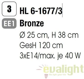 Lustra / Pendul design rustic Bruno HL 6-1677/3 bronze OR