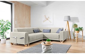 Colțar bej extensibil/cu spațiu de depozitare (cu colț pe partea dreaptă/în formă de ”L”) Classy Sophie – Miuform