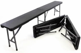 Set de 2 bănci de grădină - design din ratan negru 180x25 cm