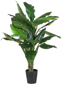 Planta artificiala Spathiphyllum, Azay Design, bogata in frunze mari verzi din poliester, detalii realiste, in ghiveci negru, inaltime 160cm