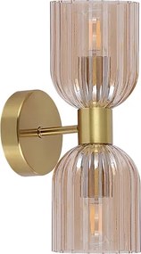 Aplică de perete PIEGA 2xE14/10W/230V alamă/bej fumuriu