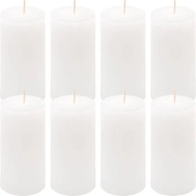 Set de lumânări rustice, 10 cm, Ø 5 cm, alb, 8 buc.
