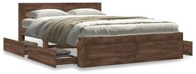 3295610 vidaXL Cadru de pat cu tăblie stejar maro 120x190 cm lemn prelucrat