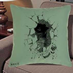 Perna Personalizata Attack on Titan Titan Crapand Zidul, 40x40 cm, Verde, Husa Detasabila, Perna Inclusa, BEKZ®