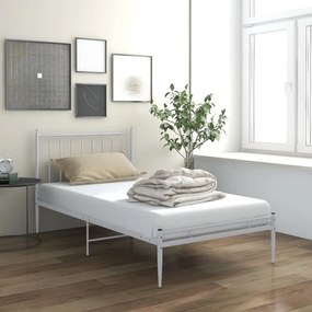 vidaXL Cadru de pat, alb, 100x200 cm, metal