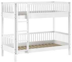 Pat Supraetajat Forrest Beech 90x200 cm, pentru Camera Copii, din Lemn de Fag Lăcuit Alb, Convertibil – Vipack
