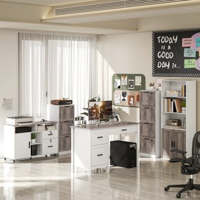 HOMCOM Cajonieră de Birou cu 4 Sertare Încuietoare 2 Chei Bare Suspendate pentru A4 Scrisoare 39,4x40x129 cm Alb și Lemn | Aosom Romania