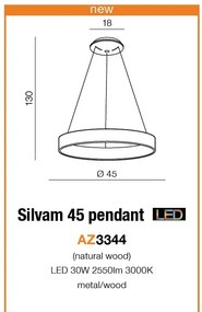 Lustra LED moderna design lemn natural 45cm Silvam ZZ AZ3344
