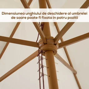 Outsunny Umbrelă de Grădină 2x3m Parasolar Impermeabil din Lemn Lacuit cu Copertină Detașabilă Alb | Aosom Romania