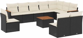 vidaXL Set canapele de grădină cu perne, 11 piese, negru, poliratan