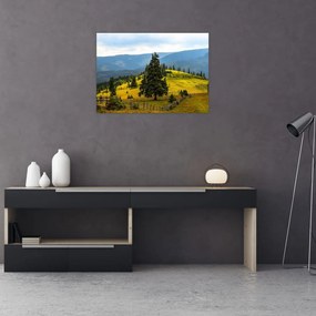 Tablou pe sticlă - Lunca de munte (70x50 cm)