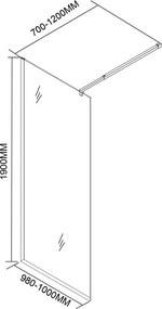 Perete de duș River walk-in 100x190 cm