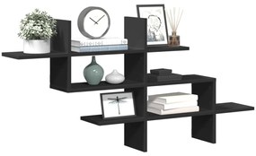 vidaXL Raft de perete, negru, 124,5x18x60,5 cm, lemn prelucrat