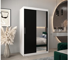 Dulap de haine 120 cm Toki 2 (alb mat + negru mat). 1064972
