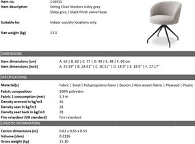 Scaun pivotant design elegant LUX Masters, Sisley grey