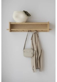 Cuier de perete în culoare naturală cu raft din lemn masiv de stejar Hillmond – Rowico