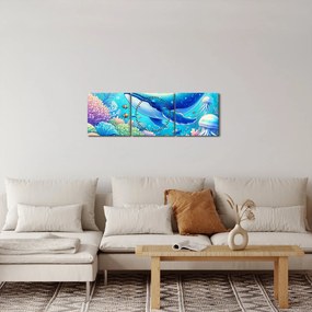 Tablou – Lume subacvatică (cu ceas) (90x30 cm)