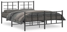355582 vidaXL Cadru pat metalic cu tăblie de cap/picioare, negru, 160x200 cm