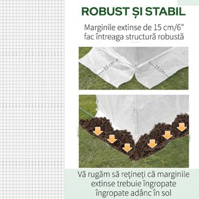 Outsunny Folie pentru Seră cu 12 Ferestre, Ușă Rulabilă și Margini Îngropate, 3x2x2 m, Alb | Aosom Romania