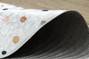 BAMBINO 47890 rotund covor lavabil Puncte pentru copii anti-alunecare - alb / maro