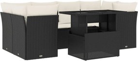 vidaXL Set canapele de grădină cu perne, 7 piese, negru, poliratan
