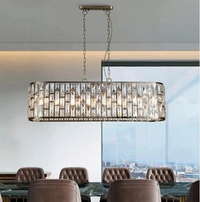 Lustra metal alama antic, sticla sampanie Bijou 8Lt