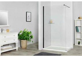 Paravan de dus tip Walk-in Nadi Sena 110x200 cm profil negru mat