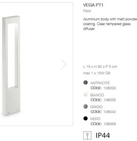 Stalp modern de exterior cu protectie IP44 VEGA PT1 alb 136035