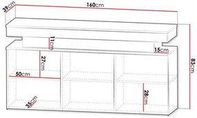 Dulap Lesteralo 3D 160 (Negru + lucios negru) (cu iluminat LED). 1105937