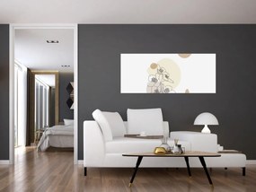 Tablou - Flori bej cu fluture N⁰4 (120x50 cm)
