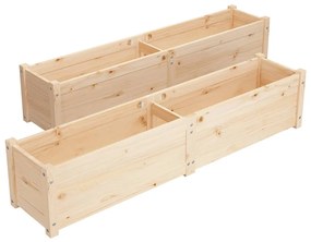Strat inaltat de gradina, 2 buc., 150x31x31 cm, lemn masiv pin 2, Maro