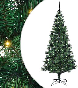 vidaXL Pom de Crăciun artificial pre-iluminat cu 300 LED Verde 210 cm