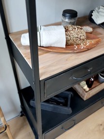 Etajera din metal si lemn, cu 4 sertare, stil industrial
