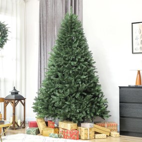 HOMCOM Brad de Crăciun Artificial 210 cm cu 2641 Ramuri Ignifuge, Brad de Crăciun Artificial Dens și Realist cu Bază Metalică Pliabilă, Asamblare Ușoară, pentru Casă și Spații Interioare, Verde | Aosom Romania