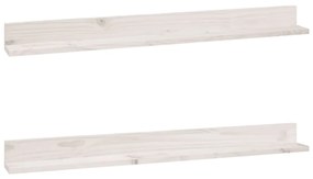 823610 vidaXL Rafturi de perete, 2 buc., alb, 110x11x9 cm, lemn masiv de pin