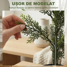 HOMCOM Set 2 plante artificiale de chiparos, 90 cm, pentru interior și exterior, cu ghiveci, 564 frunze, verde | Aosom Romania