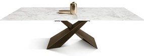 MIRABELLE-MASA BLAT DREPTUNGHIULAR CERAMICA ALB - PICIOR METALIC BRONZ 180 cm/90 cm